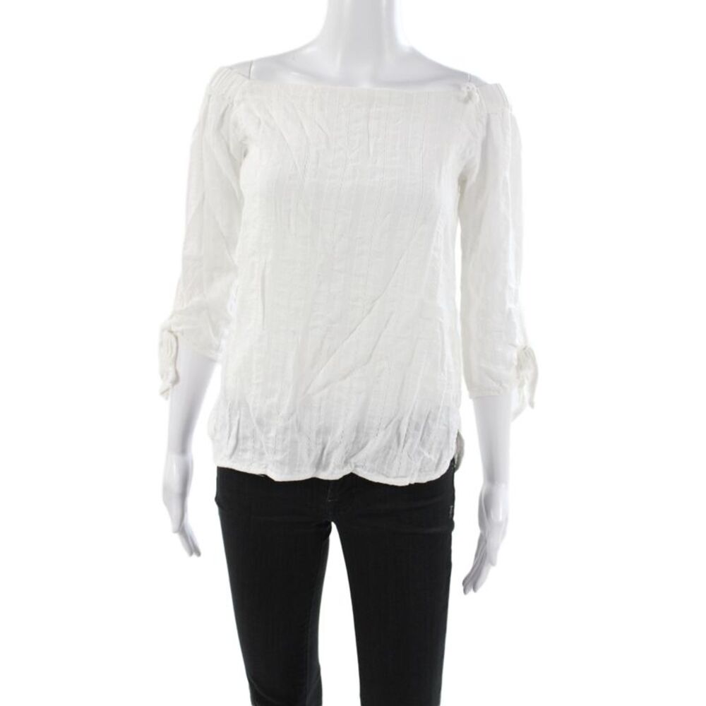 Bailey 44 Womens White Striped Off the Shoulder 3/4 Sleeve Blouse Size S